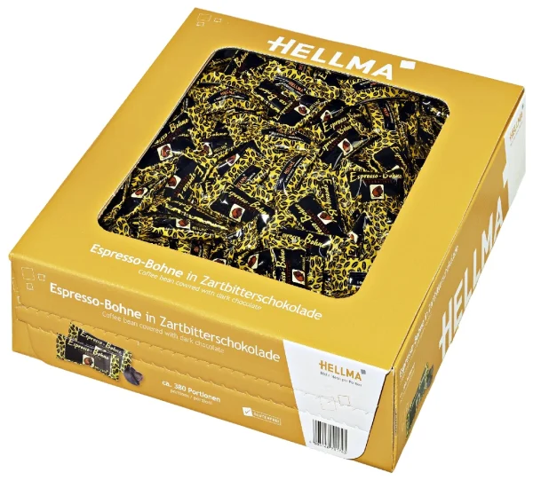 Hellma Pralinen Espresso-Bohnen In Zartbitterschokolade 380 Portionen X 1,1 G (418 G) 1