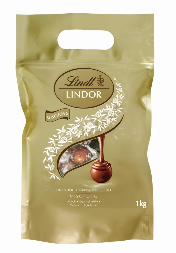 Lindt LINDOR Schokoladenkugel Beutel Vollmischung-Mischung 80 X 12,5 G (1 Kg) 3