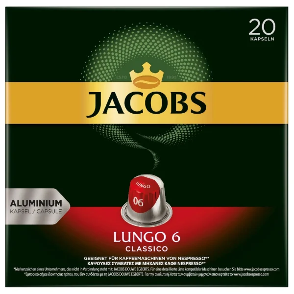 Jacobs Kaffeekapseln Lungo Classico 20 Kapseln (104 G) 1