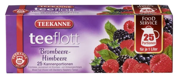 Teekanne Früchtetee Brombeere-Himbeere Teeflott 25 Kannenportionen (125g) 1